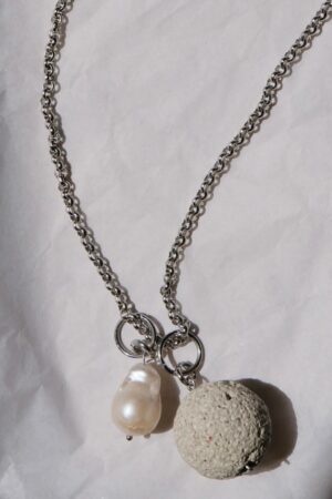 Lava and pearl necklace